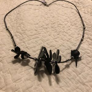 Eclectic Long Black and Silver Necklace
